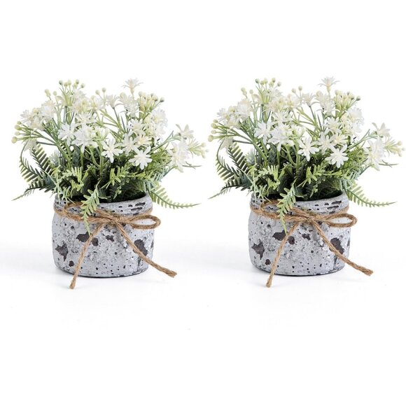 Other - Fake Plants White Small with 2 Pack The Sunflower for Bathroom Shelf Decor